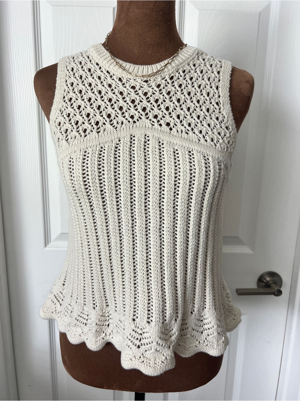 Cream Crochet Knit Tank